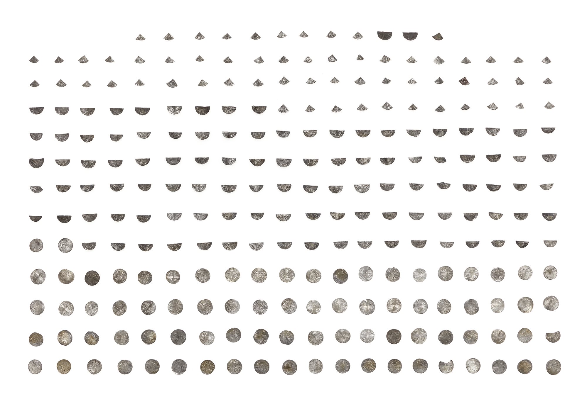 Selected coins from a hoard of silver coins