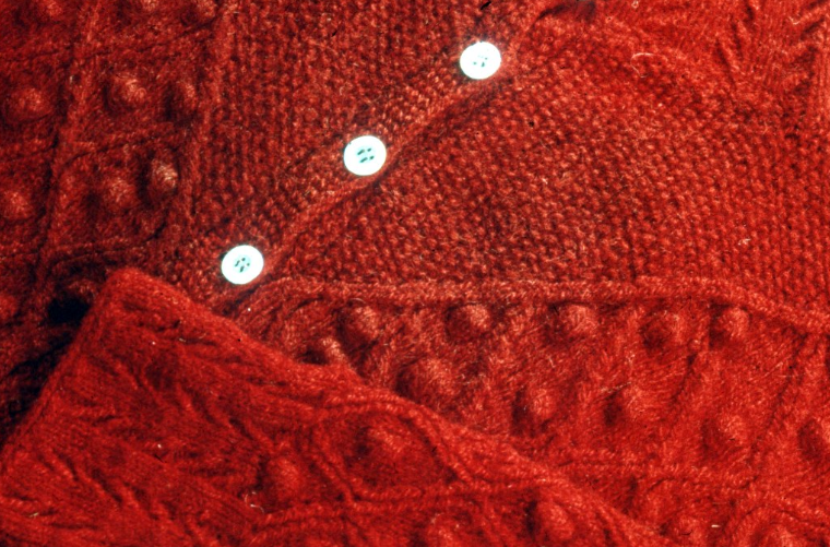 Red Aran cardigan