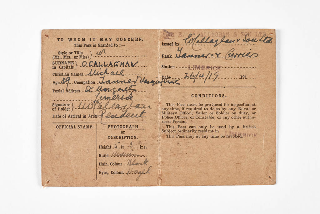 Local pass, The Limerick Soviet, 1919