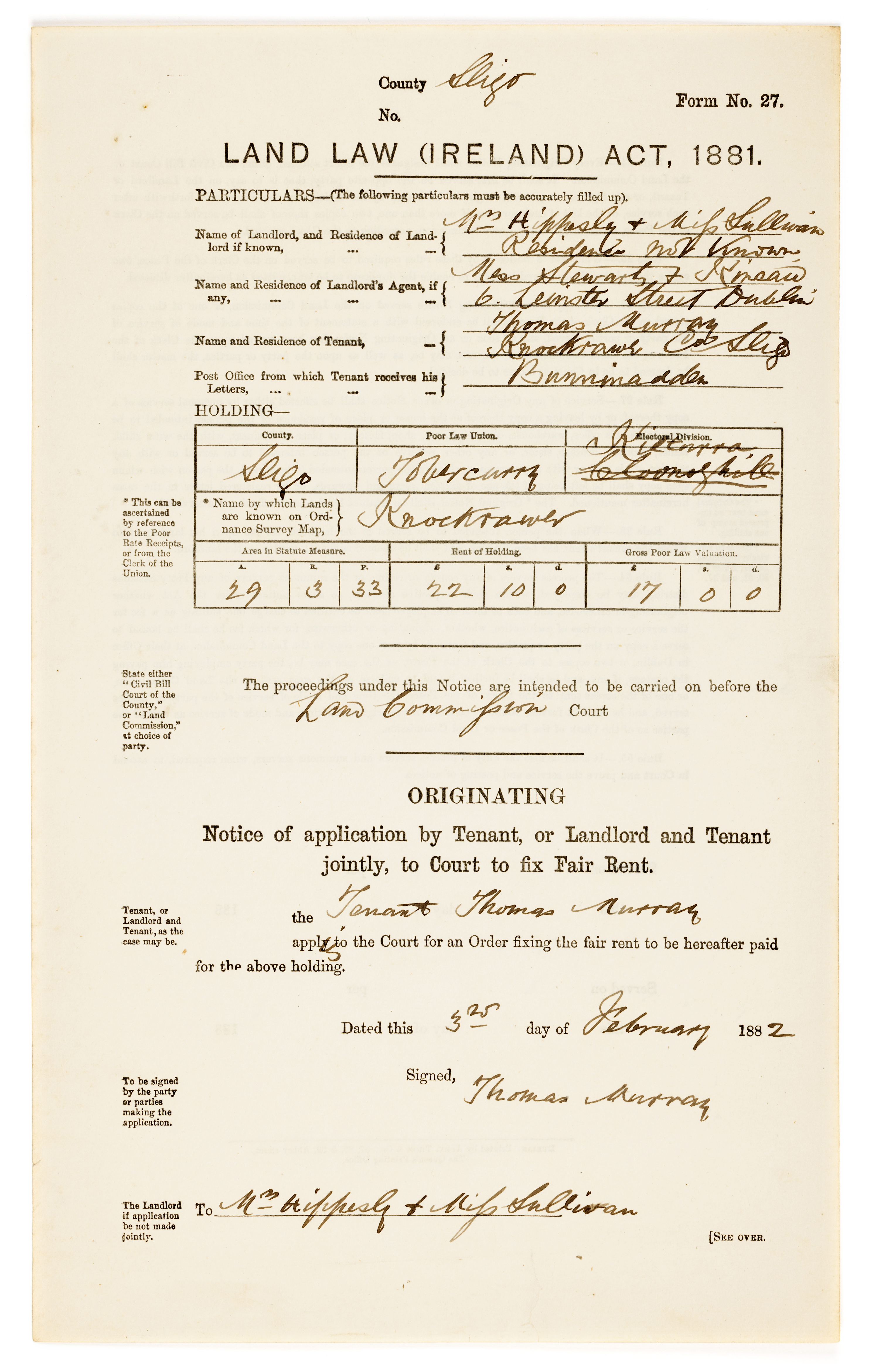 Notice of application to fix Fair Rent